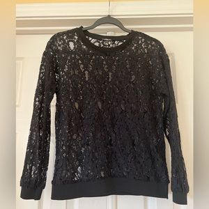 Express Black Sheer Lace Top, Size XS